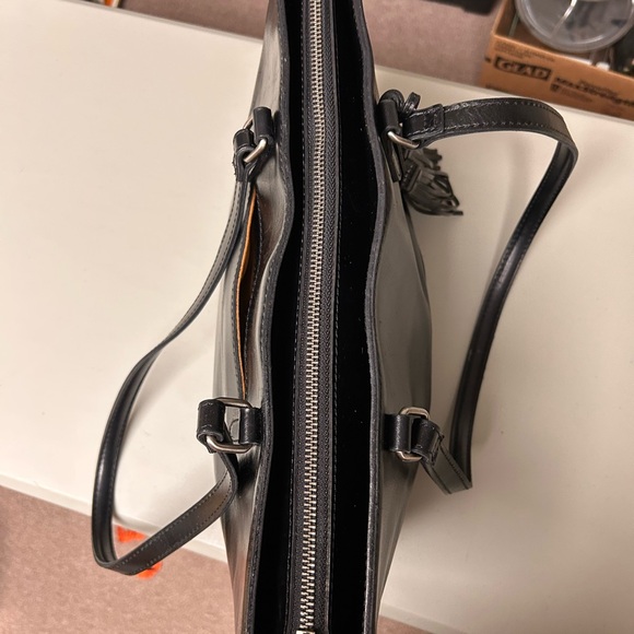 Patricia Nash Milana Black Leather Tote Shoulder Bag with Tassels - Picture 7 of 14